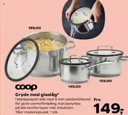 Kvickly Coop gryde med glaslåg tilbud