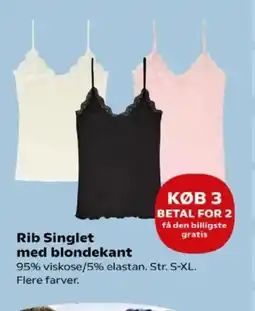 Kvickly Rib Singlet med blondekant tilbud