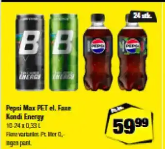 Calle Pepsi Max PET el. Faxe Kondi Energy tilbud