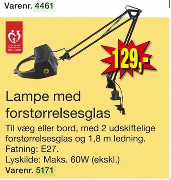 Harald Nyborg Lampe med forstørrelsesglas tilbud