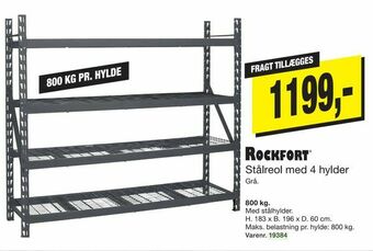 Harald Nyborg Rockfort Stålreol med 4 hylder tilbud