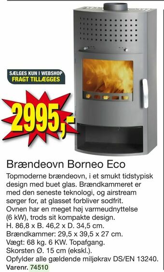 Harald Nyborg Brændeovn Borneo Eco tilbud