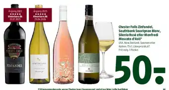 Coop 365 Chester Falls Zinfandel, Southbank Sauvignon Blanc, Silenia Rosé eller Manfredi Moscato d'Asti tilbud