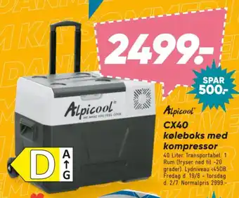 Alpicool CX40 køleboks med kompressor
