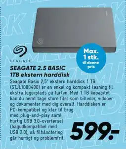 Bilka Seagate 2.5 basic 1TB ekstern harddisk tilbud