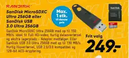 Bilka SanDisk MicroSDXC Ultra 256GB eller SanDisk USB 3.0 Ultra 256GB tilbud