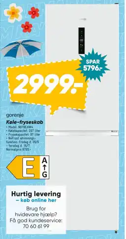 Bilka Gorenje Køle-fryseskab tilbud
