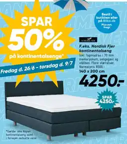 Bilka F.eks. Nordisk Fjer kontinentalseng tilbud