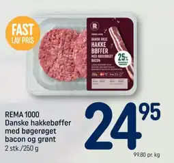REMA 1000 REMA 1000 Danske hakkebøffer med bøgerøget bacon og grønt tilbud