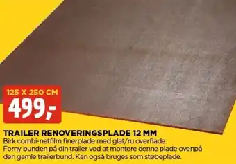 jem & fix Trailer Renoveringsplade 12 mm 125x250 cm tilbud