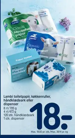 REMA 1000 Lambi toiletpapir, køkkenruller, håndklædeark eller dispenser tilbud