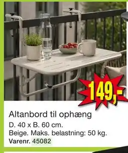 Harald Nyborg Altanbord til ophæng tilbud
