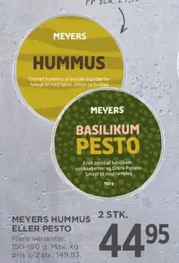 MENY Meyers Hummus / Basilikum Pesto tilbud