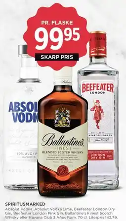 MENY Absolut Vodka, Beefeater eller Ballantine's tilbud