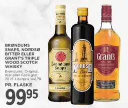 MENY Brøndums Snaps, Nordsø Bitter eller Grant's Triple Wood tilbud