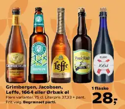 SuperBrugsen Grimbergen, Jacobsen, Leffe, 1664 eller Ørbæk øl tilbud