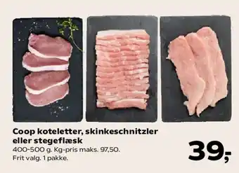 SuperBrugsen Coop koteletter, skinkeschnitzler eller stegeflæsk tilbud