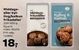 SuperBrugsen Middags- eller kylling/kalkun frikadeller tilbud