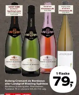 SuperBrugsen Dulong Cremant de Bordeaux eller Landgraf Riesling Spätlese tilbud