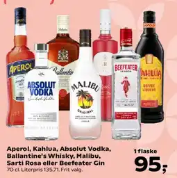 SuperBrugsen Aperol / Kahlua / Absolut Vodka / Ballantine's / Malibu / Sarti Rosa / Beefeater Gin tilbud