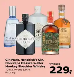 SuperBrugsen Gin Mare / Hendrick's Gin / Don Papa Masskara / Monkey Shoulder Whisky tilbud