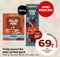 SuperBrugsen Tulip spareribs eller pulled pork tilbud