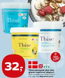 SuperBrugsen Thise økologisk skyr eller græsk inspireret yoghurt tilbud