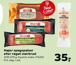 SuperBrugsen Højer spegepølser eller røget mørbrad tilbud
