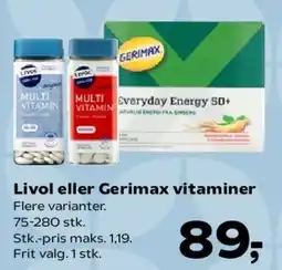 SuperBrugsen Livol eller Gerimax vitaminer tilbud
