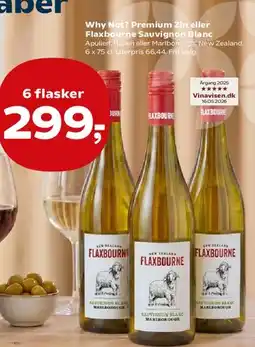 Kvickly Why Not? Premium Zin eller Flaxbourne Sauvignon Blanc (6 flasker) tilbud