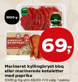 Kvickly Marineret kyllingebryst bbq eller marinerede koteletter med paprika tilbud