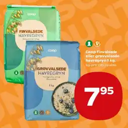 Kvickly Coop finvalsede / grovvalsede havregryn 1 kg tilbud