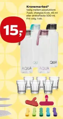 Kvickly Kronemarked - drikkeflaske eller shotglas tilbud