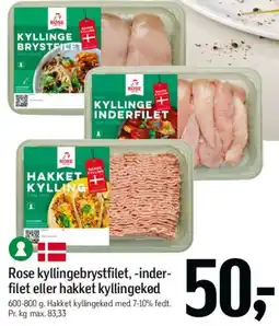Føtex Rose kyllingebrystfilet / inderfilet / hakket kyllingekød tilbud