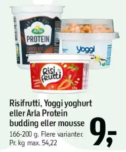 Føtex Risifrutti, Yoggi yoghurt eller Arla Protein budding/mousse tilbud