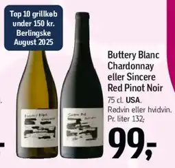 Føtex Buttery Blanc Chardonnay / Sincere Red Pinot Noir tilbud