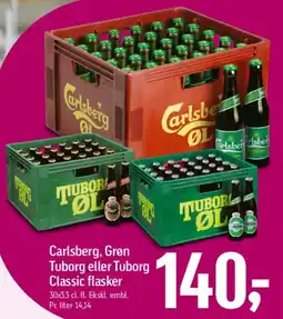 Føtex Carlsberg / Grøn Tuborg / Tuborg Classic, flasker tilbud