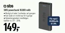 Føtex SBS powerbank 10.000 mAh tilbud