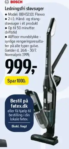 Føtex Bosch ledningsfri støvsuger tilbud