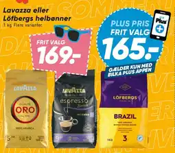 Bilka Lavazza eller Löfbergs helebønner tilbud