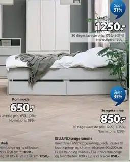 JYSK BILLUND sengeramme tilbud
