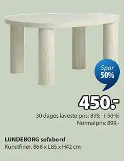 JYSK LUNDBORG sofabord tilbud
