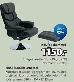 JYSK HASSELAGER lænestol (inkl. fodskammel) tilbud
