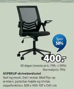 JYSK ASPERUP skrivebordsstol / kontorstol tilbud