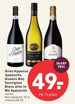 SPAR Gran Appasso / Queens Bay Sauvignon Blanc / In Me Appassite tilbud