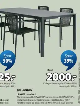 JYSK LANGET havebord tilbud