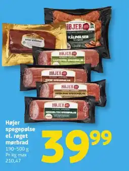 Løvbjerg Højer spegepølse el. røget mørbrad tilbud