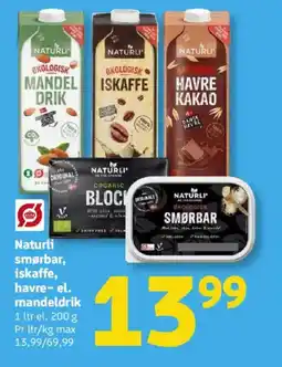Løvbjerg Naturli smørbar, iskaffe, havre- el. mandeldrik tilbud