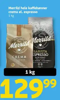 Løvbjerg Merrild hele kaffebønner crema el. espresso tilbud