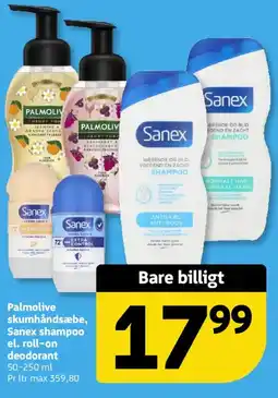 Løvbjerg Palmolive skumhåndsæbe, Sanex shampoo el. roll-on deodorant tilbud
